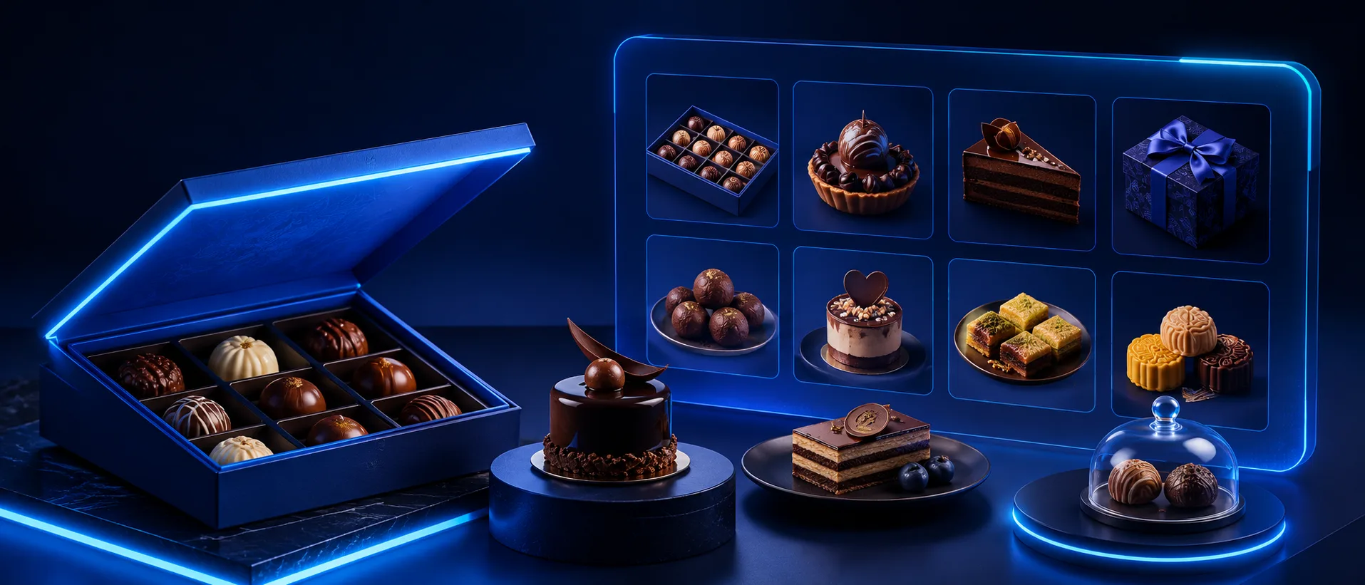 Beautifully arranged sweets and desserts