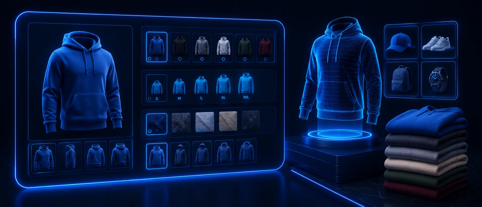 Fashion collection displayed on a modern rack
